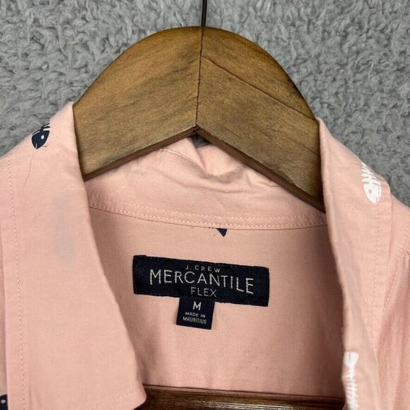 J Crew Shirt Men's medium Pink Flex Fishbone Graphic All over Casual Mercantile - Picture 7 of 14